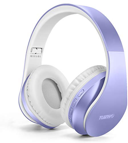 TUINYO Cuffie Bluetooth Over Ear, cuffie wireless con microfono, HiFi stereo, cuffie wireless pieghevoli e leggere per TV/PC/cellulare e viaggio/lavoro