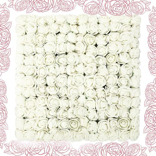 Molyorch 144 Stück Weiß Künstliche Rosen Blumenköpfe, Rosenköpfe Schaumrosen, Mini Foamrosen Kunstrosen für Handwerk für Hochzeit Blumensträuße Brautstrauß DIY Bär Puppe Blumen Deko