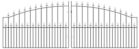 Saxon Arched Spear Top Metal Driveway Gates 1245mm High galvanised Wrought Iron Dual Swing gate (3658mm (12ft) Gap x 1245mm High SAZP25)
