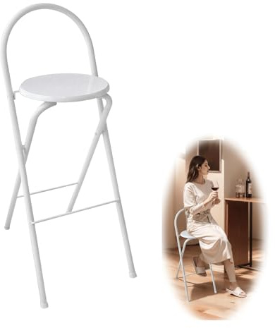 Sgabello Da Bar Pieghevole Con Schienale Sgabello Pieghevole Portatile Altezza Seduta 65cm/70cm/75cm Moderni Sgabello Alto Cucina Portante125kg Nessun Montaggio Sedie Da Pranzo Per Ufficio Giochi(Whit