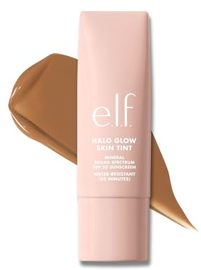 e.l.f. Halo Glow Skin Tint SPF 50, getönte Feuchtigkeitspflege mit leichter, aufbaubarer Deckkraft für einen natürlichen Glow, vegan und tierversuchsfrei, 11 Tan Warm