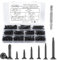 FandWay 205 Pcs Self Tapping Screws for Metal,M4.2x13~50mm Self Drilling Screws,Countersunk Head Sheet Metal Tek Screw,410 Stainless Steel Black Coating Phillips Drive With 1 Bits & Strong Box.