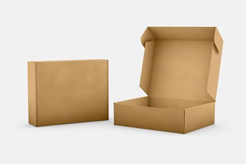 Gee-Wizz Scatole per Spedizioni 20x10x6,5 cm - Set da 25 Pz - Autobloccanti, Resistenti, Facili da Montare - Piccole, scatole postali, scatole di imballaggio, regalo - Cartone microonda con coperchio