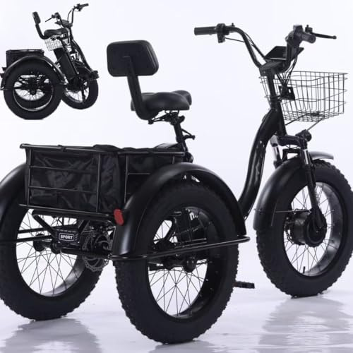 Folding Electric Tricycle for Adults - 35km Range, 48V/12Ah Removable Battery, Pedals Trike with Basket & Front Frame, 5-Hour Charging Time