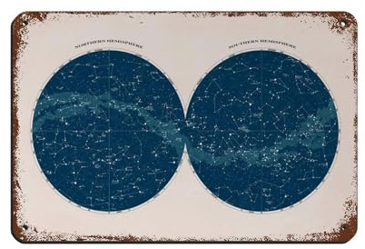 Poster retrò in metallo con mappa stellare, stile retrò, decorazione da parete per bar, grotte, bar, famiglia, garage, 20 x 30 cm