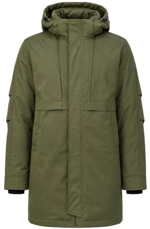 Allthemen Manteau Doudoune Homme à Capuche Parka Hiver Epaisse Chaud | Mi-Longue,Col Montant,Matelassée Coupe-Vent,Poches Multifonctions,Imperméable,Zip,Poignets Élastiques Froncés,Business Casual