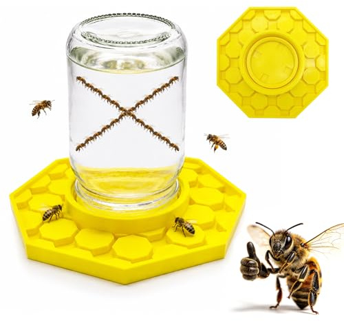 Bee Watering Station for Garden, 3D Printing Bee Waterer and Feeder,Anti-Drowning Design, Suitable for Regular & Wide Mouth Canning Jars, Outdoor Garden Decor (Jar Not Included)
