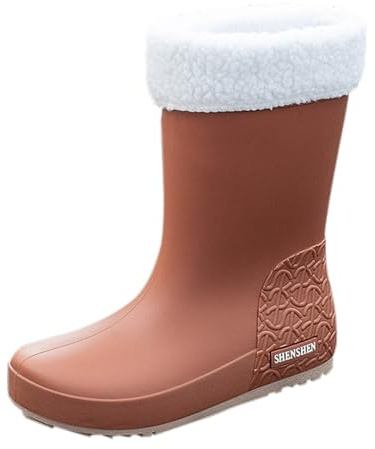Generisch Botas de goma para mujer con forro de media altura, zapatos de exterior para mujer, impermeables, botas de lluvia extraíbles, acolchadas, antideslizantes, para exteriores, impermeables