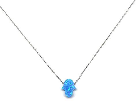 MYSTIC JEWELS by Dalia halskedja med berlock Fatimas hand, 925 sterling silver, konstgjord opal, justerbar längd 40 cm + 5 cm e Sterling silver, colore: silver, cod. 1