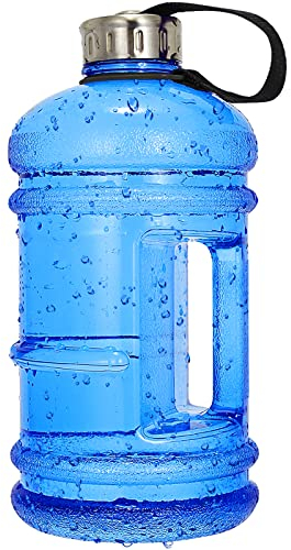 Vaupan Half Gallon Big Water Bottle, 2.2L/73 OZ Large Leak Proof Sports Jug with Handle, Huge BPA Free PETG Plastic Wide Mouth Drinking Container Flask for Fitness Gym Outdoor Water Jug