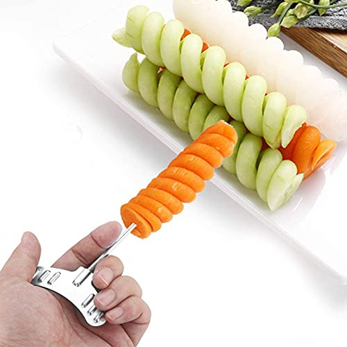 minifinker Cortador de Patatas, Cortador en Espiral de Verduras de acero Inoxidable de Grado alimenticio para Verduras para Restaurante