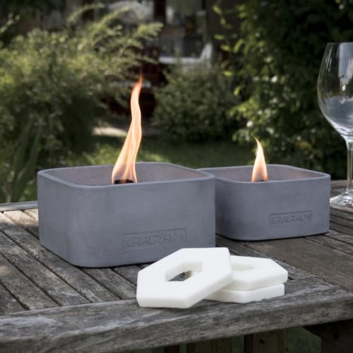 GRAURAUM Set Outdoor-Feuer mit Dauerdocht:13cm & 16cm Tischfeuer als großer Kerzenfresser im Set - Kerzenfeuer Outdoor-Kerze mit langer Brenndauer - Handgemacht in Deutschland