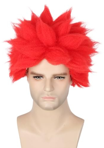 Topcosplay Perücke Rot Kurz für Erwachsene Cosplay Perücke für Halloween Karneval (Perücke Erwachsene)