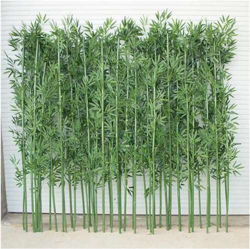 AVLLSO Bamboo outdoor privacy screen Large Artificial Bamboo Plants Trees, 3ft 4ft 5ft 6ft 6.5ft Tall, Artificial Fake Bamboo Plant with Leaves(10 Pack,2m/6.5ft Tall)