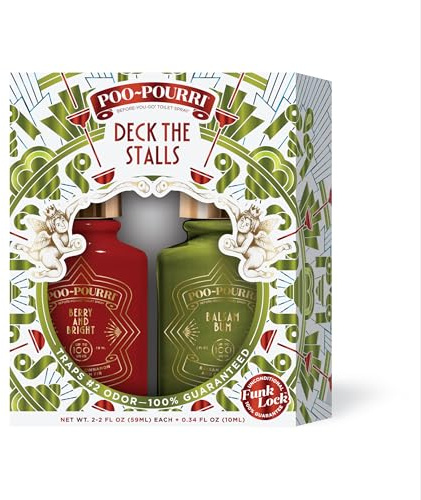 Poo-Pourri Deck The Stalls Gift Set, Berry and Bright 2 Fl Oz and Balsam Bum 2 Fl Oz - Cranberry, Cinnamon, Balsam Fir and Cedarwood