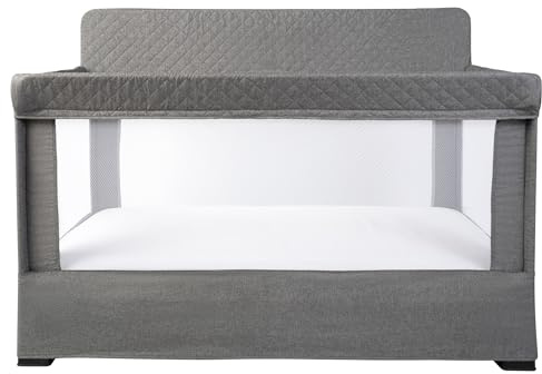Baby Delight Lunaire Full Size Crib | Breathable Mesh Baby Crib | Tool-Free Assembly Baby Bed | Charcoal Tweed