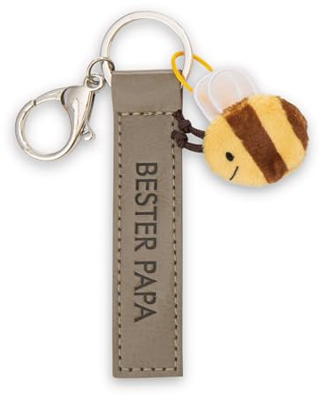 Schlüsselanhänger Bester Papa Kunstlederband olive 10cm mit Biene