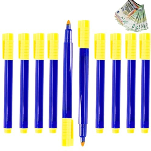 10 stycken sedelkontrollpennor, falska pengar-testarpenna, för US-dollar, euro, pund, yen, Won Usw, ofta används i banker, tidningskiosker, detaljhandlare, växelbytesbutiker
