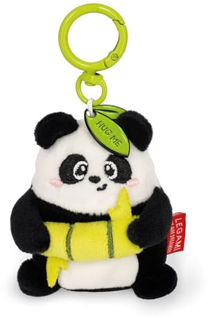 Legami - Portachiavi Super Soft! a Tema Panda, Portachiavi di Peluche, Ciondolo con Messaggio Inciso e Moschettone in Zinco, 7x11 cm
