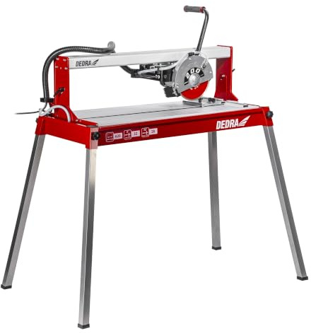 DEDRA Coupe-carreaux électrique 800 W, longueur de coupe 620 mm, disque diamant 200 x 25,4 mm, coupe en diagonale 430 mm, coupe à eau, table aluminium 830 x 395 mm.
