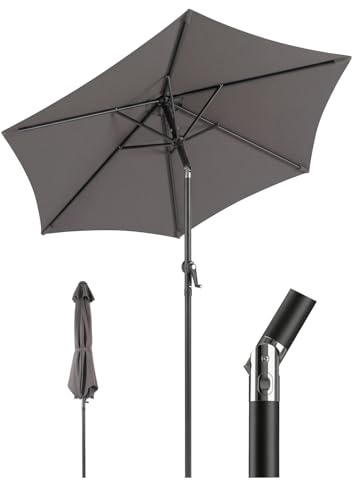 Sekey Sombrilla 200 cm con manivela e inclinación, Sombrilla Balcón con Protección UV 50+, Sombrillas para Balcón Terraza Jardín