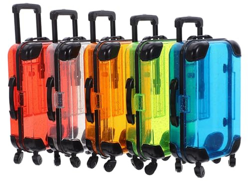 KICHOUSE Valise pour Garçon et Filles 5 Pièces Mini-Valise à Roulettes 168 X 85 X 5 CM Plastique Léger Coloré Ensemble de Jeu de Rôle Imitation Voyage pour Jeux D’Imitation et