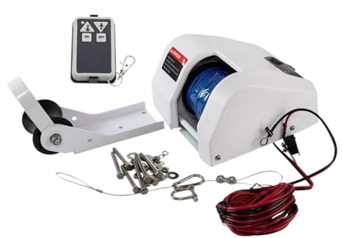 YNpgvxmaW Boat Anchor Winch Saltwater Pontoon Anchor Winch For Small Boats With Wireless Remote Control Kit 25 Lbs