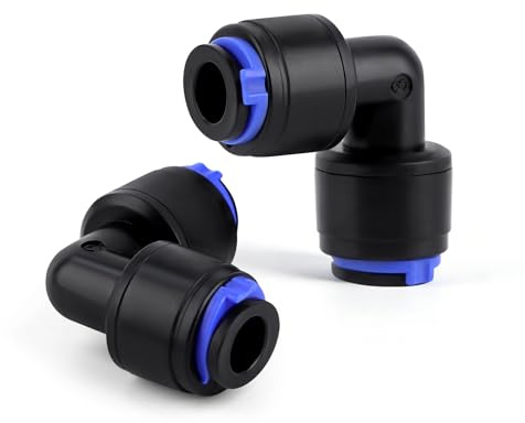 Kalolary 30 PCS Conectores de Codo 90° de Conexión Rápida 1/4, Conectores Rápidos Push-Fit con Bloqueo, Control de Dirección para Tubo de 6 mm Sistema de Riego