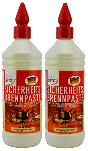 STYX Ambiente Sicherheitsbrennpaste Brenngel 1000 ml! Hergestellt aus auschließlich nachwachsenden Rohstoffen und Bio Alkohol!! Made in Germany!!! (Duo)