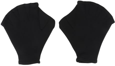 WINOMO 1 Pair Webbed Swimming Gloves Aquatic Traning Fit Paddles Water Resistance Diving Hand Web (Black)