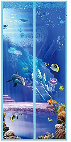 Fly Screen Door Insect Screen Mesh Curtain for Keeping Out Flies Automatically Shut Door Curtain (100x210cm)