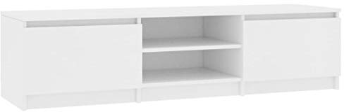 vidaXL TV Schrank mit 2 Schubladen 2 Fächern Lowboard Fernsehtisch Fernsehschrank TV Möbel Sideboard Weiß 140x40x35,5cm Holzwerkstoff