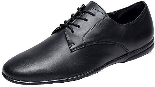 9018 Herren Professionelle Runde Zehen Schnürschuhe Tanzschuhe Ballsaal Latein Tango Salsa Party Hochzeit, Schwarz - Schwarz - Größe: 43 1/3 EU
