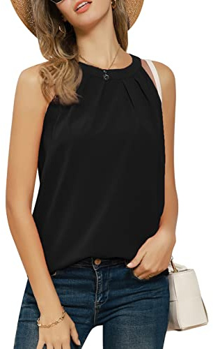 Top de Mujer Sin Tirantes Halter Cuello Redondo Sexy para Verano Negro S
