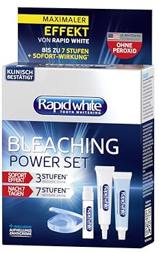 Rapid White | Bleaching Power Set | 1er Pack | sofortige Zahnaufhellung | für bis zu 7 Stufen weißere Zähne | Bleachinganwendung für Zuhause | Zahnbleaching ohne Wasserstoffperoxid