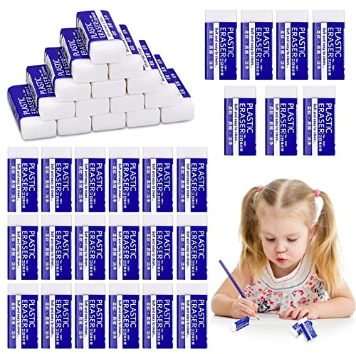 MXJFYY 40 Pezzi Gomme da Cancellare Bianca, Facile Da Cancellare Senza Lasciare Segni, 2B Gomma da Cancellare Durevole, Morbide Gomme Plastic per Bambini e Adulti, Scuola, Scrivere (40 Pezzi)