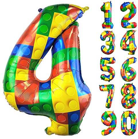 CHANGZHONG® Palloncino di compleanno a forma di numero 4 in colore gigante in mylar per ragazze e ragazzi, decorazione per forniture di feste di compleanno