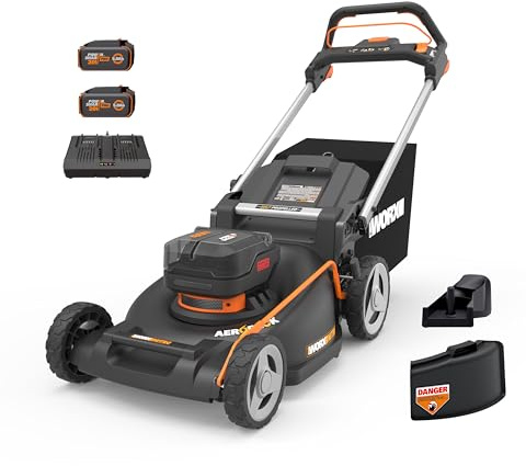 WORX Nitro 21 Cordless Lawn Mower, Electric Mower with Variable Speed, Self-propelled Lawn Mower with Aerodeck & Intellicut, 2 × 5.0 Ah Batteries & Charger Included, WG760