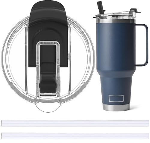 Jmoe USA Replacement Straw Lid for Yeti Rambler with Handle | Fits 40oz Tumblers | Hydroflask Traveler 32oz & 40oz | 2-in-1 Leak Proof Accessory (1-Pack)