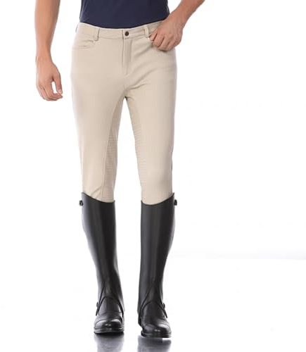 Men's Horse Riding Pants Clothing Full Seat Silicone Grip Horse Back Equestrian Breeches for Men Stretch Pants (US, Numeric, 37, Regular, Regular, Khaki)