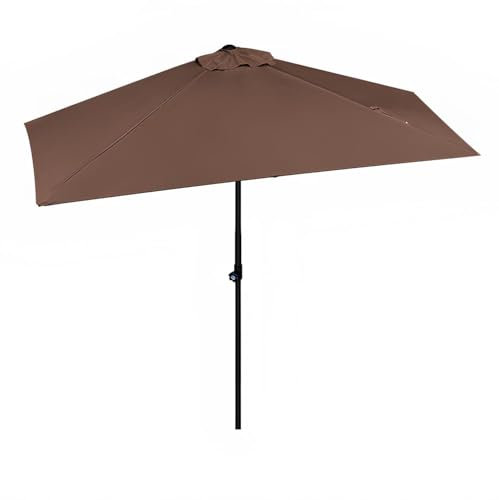 GUOGLZ Demi-parasol De Terrasse De 245cm – Parasol De Jardin De Balcon，Hauteur Réglable– Pour Contre Un Mur Un Porche(Coffee)