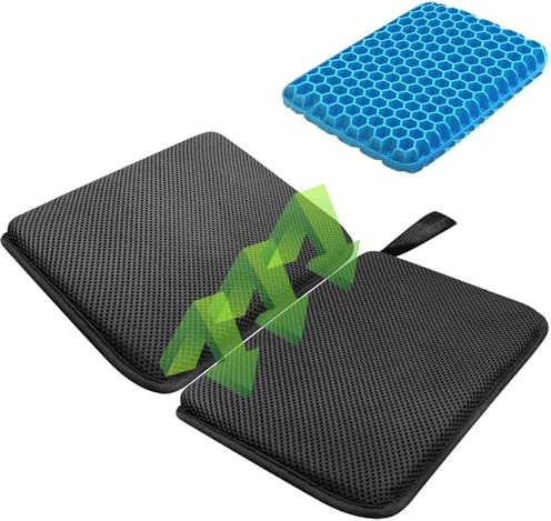 SeoTin Foldable Gel Seat Cushion for Travel, Portable Chair Cushion for Camping, Honeycomb Seat Cushion, Portable Gel Cushion for Pressure Relief,1.15-Inch Thick