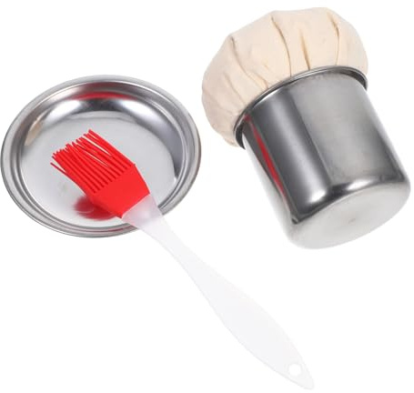 VERDANVERSE Stainless Steel Oil Brush Jar Convenient Cooking Tool for Pancakes Oil Wiper with Cloth Essential for Home and Restaurant Use