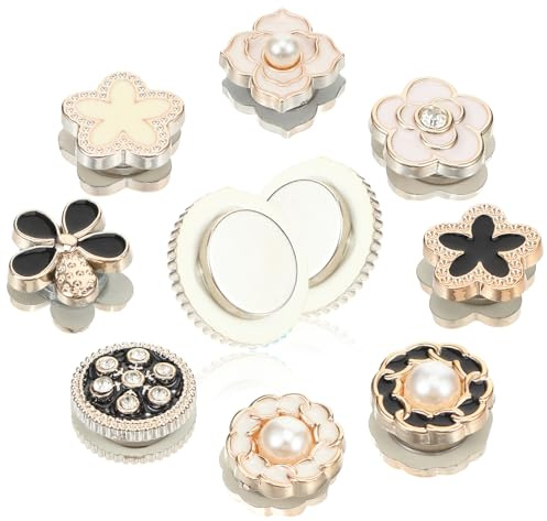 8 Pairs Magnetic Hijab Pins, No-Snag Hijab Magnetic Pins Strong Magnet Scarf Clasps Multi-use Pinless Safety Buttons for Scarves Hats Clothing, Black White