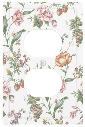 Annisrak Outlet Covers Vintage Floral Fruits Flowers Country Style 1 Gang Duplex Electrical Socket Cover Decorative Switch Plate Covers Light Switch Cover Plate For Kitchen Bedroom Decor