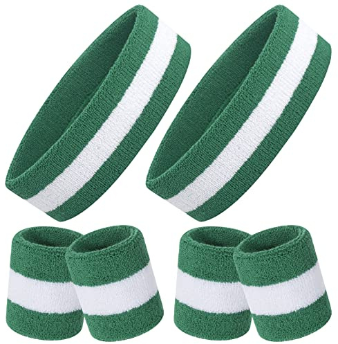 ONUPGO 6 Pieces Sweatbands Set - Including 2pcs Sports Headband and 4pcs Wristband Sports Band for Gym Workout & Yoga, Football Baseball Basketball Soccer Boxing & Tennis