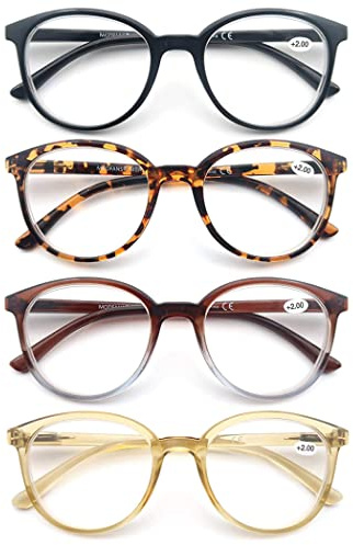 MODFANS Un Pack de 4 Gafas de Lectura/Gafas para Presbicia para Hombres y Mujeres,Buena Vision Ligeras Comodas,Vista de Cerca/Vista Cansada