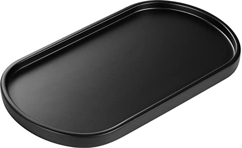 Luxspire 11.4 Oval Bathroom Tray for Countertop Organizer, Matte Black | M, non-slip waterproof resin, easy wipe clean, fits bath kitchen vanity, holds jewelry toiletries soap