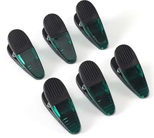 3-1/4 Length Plastic Refrigerator Magnet Clips Sets,Magnet Paper Clips, Snacks Bag Clips,Multipurpose Clips - Set of 6 (Green)