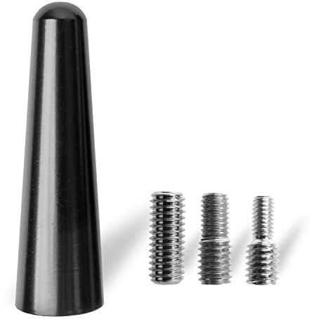 Auto Antenne, 5 cm Länge, für störfreien AM, FM 87,5-108 MHz, DAB, DAB+ Empfang, in Schwarz, Anschrauben mit Universaladapter M4 M5 M6, Kurzstabantenne, Kfz Dachantenne mit Antennenfuß Innengewinde